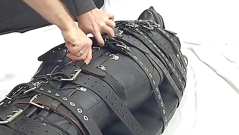 Restrained With 20 Belts In Heavy Leather